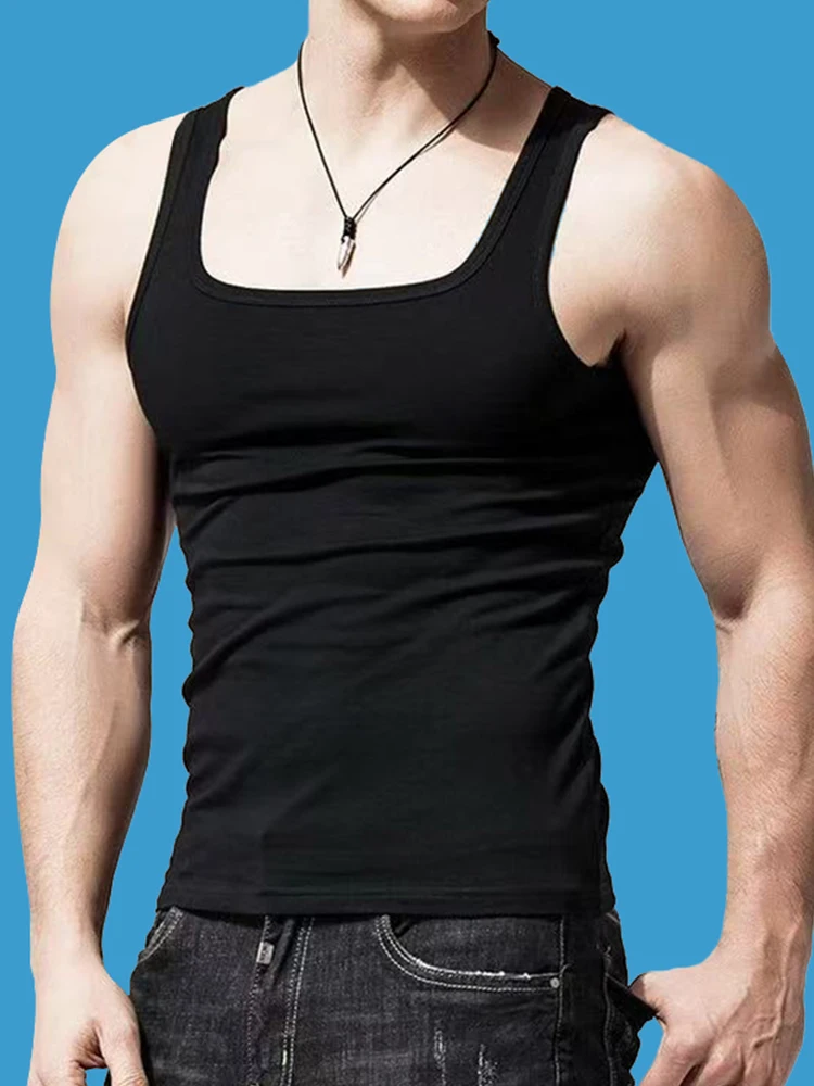 

Men's Pure Cotton Tank Top Breathable Color Summer Base Layer Inner Wear Fitn Running Svel irt Sweatirt