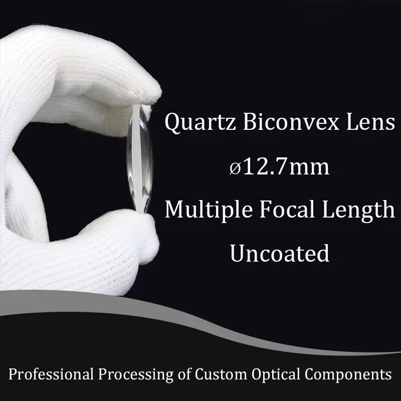 Quartz Material With 12.7mm Diameter Biconvex Lens Pure White Glass High Precision Focusing And Concentrating Material