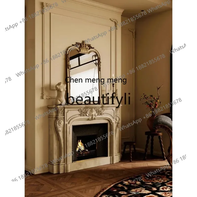 

G Marble fireplace French American retro travertine fireplace living room stone mantel