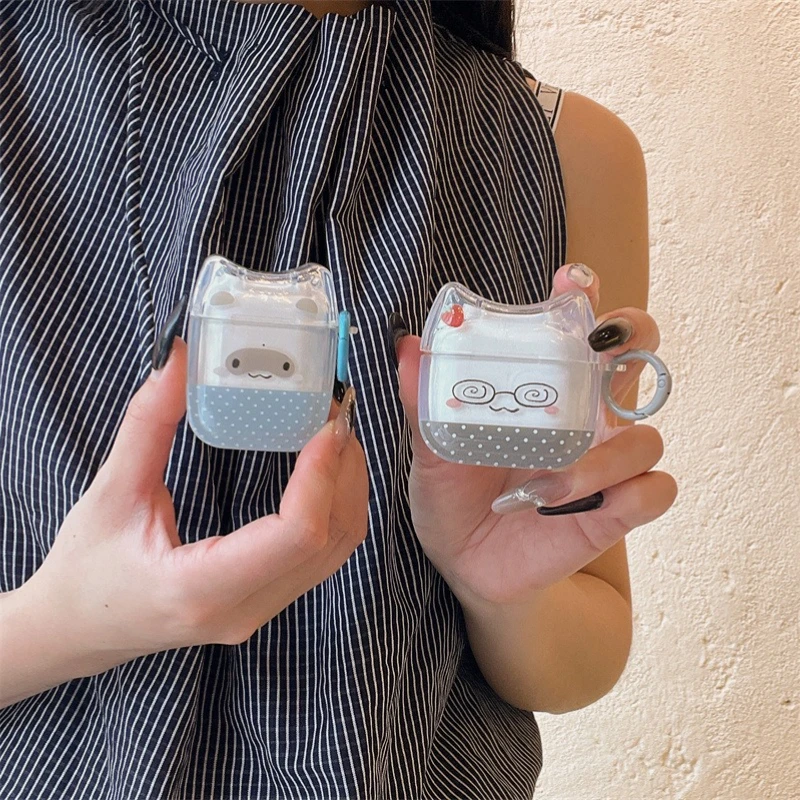 3D Puppy Earphone Case Cartoon Dog TPU Headphone Protective Cover with Hook Clear Housing Shell  for AirPods 1/2/3/4/Pro/Pro 2