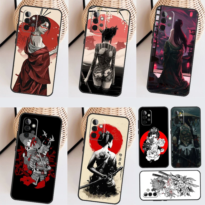 Samurai Warrior Geisha Case For Samsung Galaxy A14 A24 A34 A54 A51 A71 A13 A23 A33 A53 A73 A12 A22 A32 A52 Coque