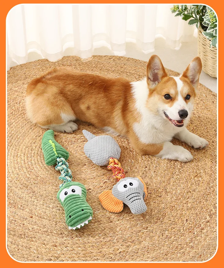 Pet Dog Chew Toys Animal Shaped Large Dog Chew Toys Bite Resistant And Sound Producing Toys Plush Knot Rope Grinding Toys