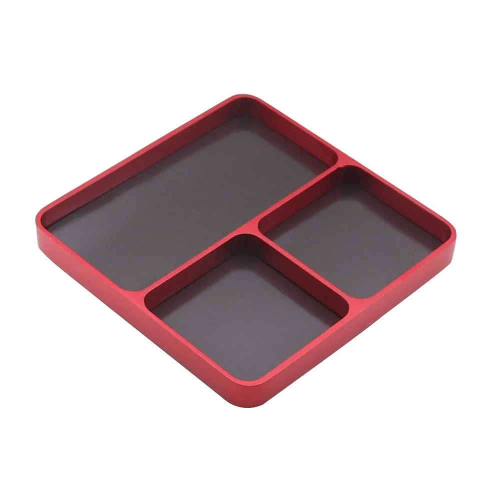 Magnetic 3-grid Parts Storage And Maintenance Tool Tray 98x98x11mm Aluminum Spiral Tray Suitable For Rc Car Drone Models