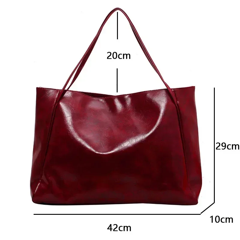 Sac fourre-tout en cuir PU souple pour femme, sac à bandoulière rétro, sacs de seau portables décontractés, poudres sous les bras, grande capacité, mode initiée