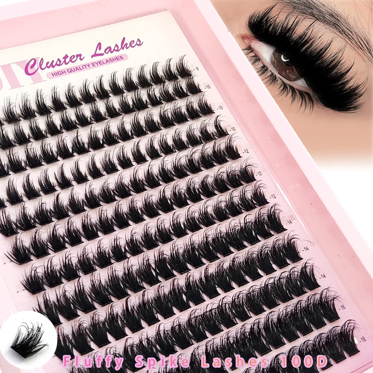 HBZGTLAD 80D-100D Flauschige Nerz-Wimpern, segmentierte natürliche Wimpernverlängerung, 8–16 mm, gemischte Einzelwimpern-Cluster, Make-up-Wimpern