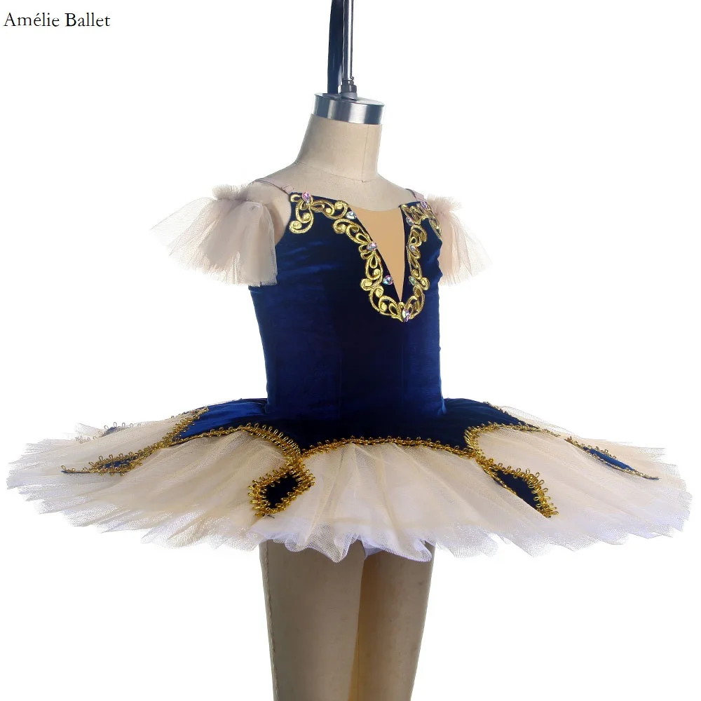 BLL413 الأزرق الداكن قبل المهنية الباليه توتو مع تنورة العاج الفتيات والنساء راقصة الباليه مرحلة أزياء مسرحية فساتين الباليه #3