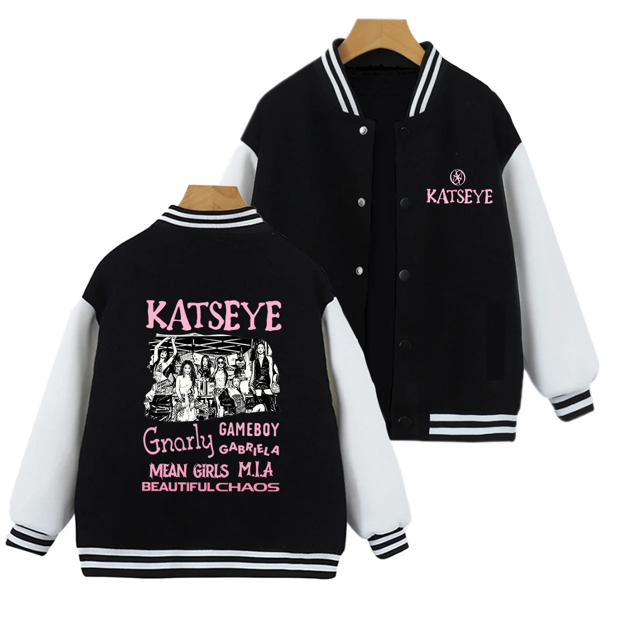 Katseye Children Coat Girl Baby Sweet Baseball Uniform Zipper Jacket Fashion Kid Sweatshirt Cute Clothes Top Anime Birthday Gift