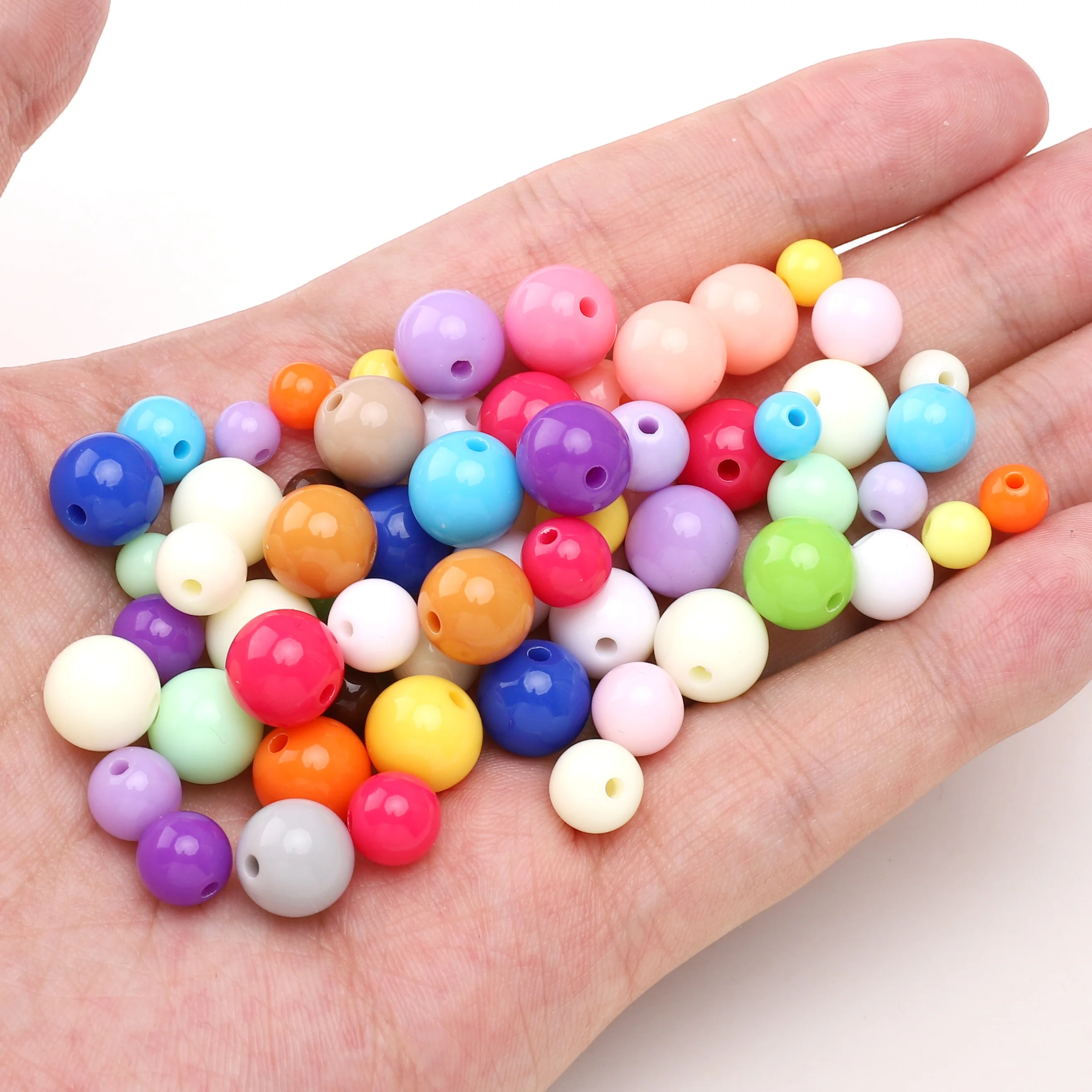 4-10mm Mixed Size Colorful Acrylic Round Decorative Beads  For Jewelry Making DIY Bracelet Necklace Accessories