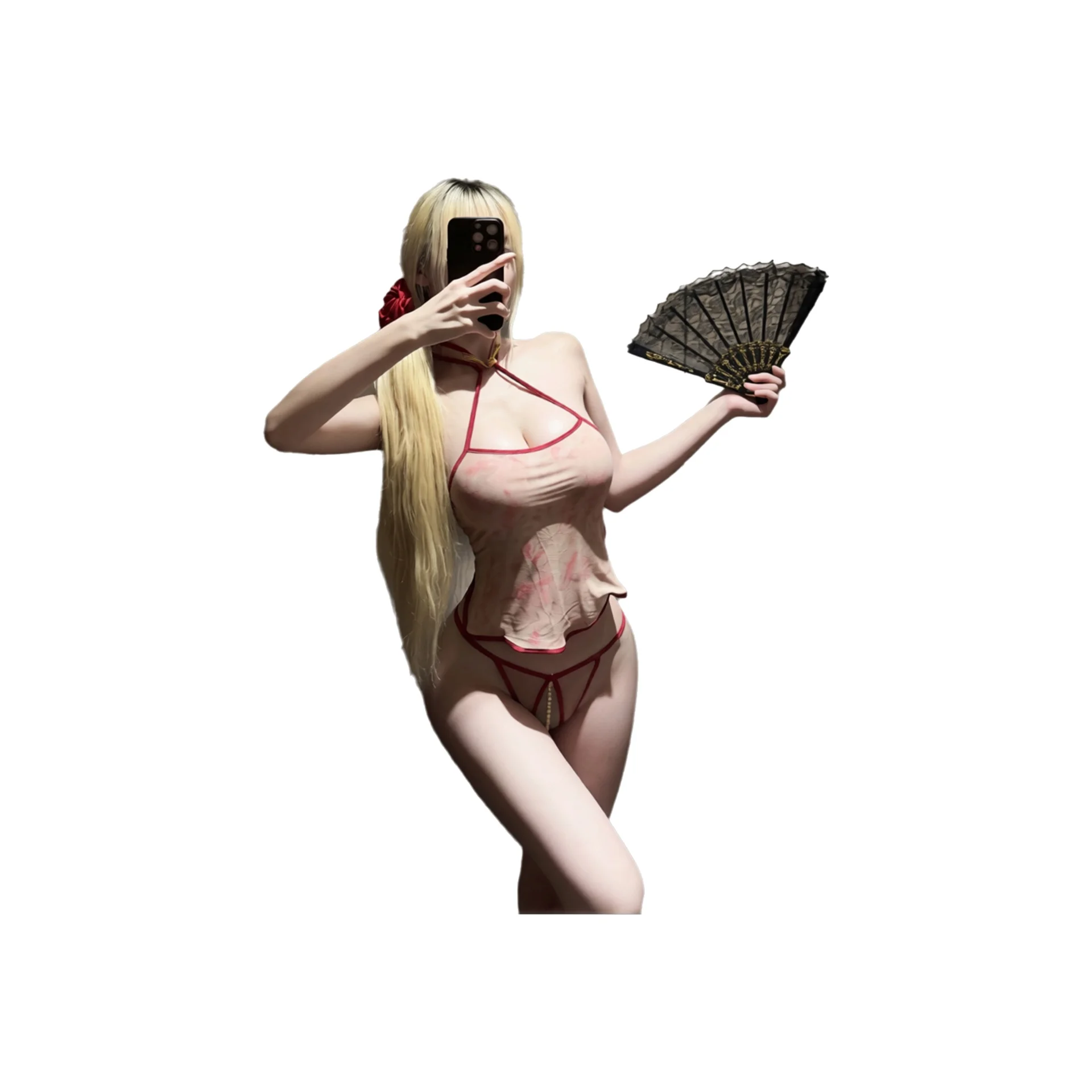 Sexy Chinese-style Halter Neck Bodysuits Playful And Alluring Pearl No-undress Seductive Hanging Neck For Woman Bodysuits ARLR