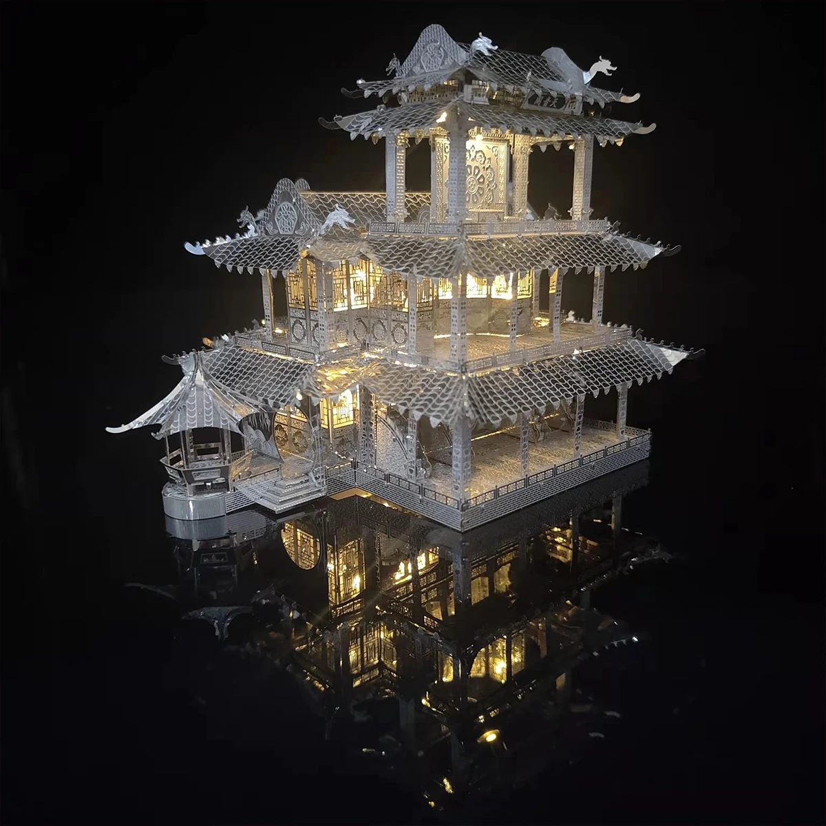 3D Metal Puzzle Tianyin Pavilion Opera House DIY Model Kit for Adults Creative Architecture Building Toys Gift