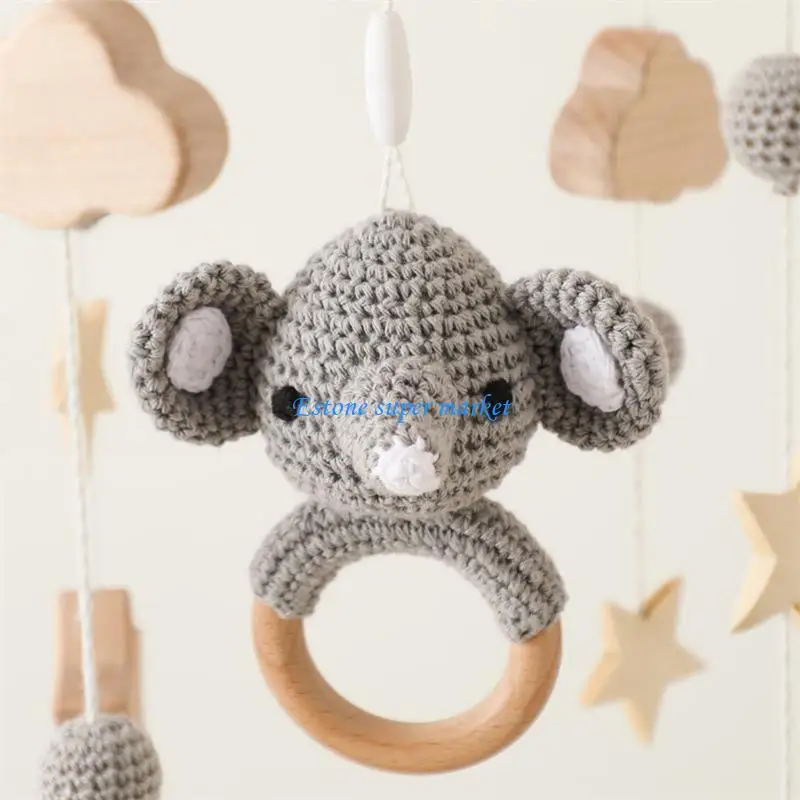 090B Giáo Dục Cho Bé Đầu Giường Động Cũi Đồ Chơi Động Vật Lục Lạc Miếng Dán Đồ Chơi