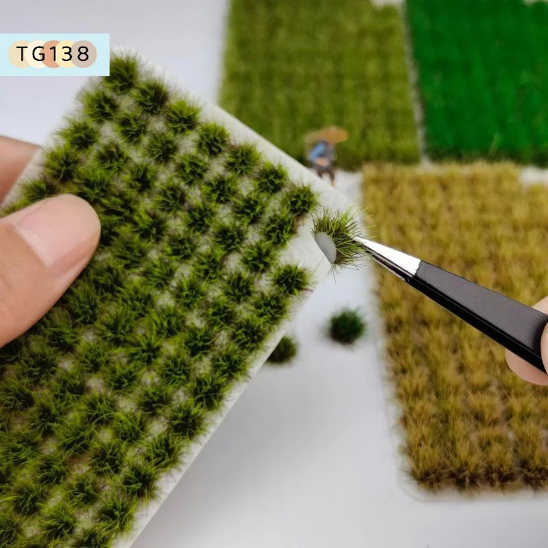 【Neu】120-teiliges Miniatur-Vegetationsmaterial DIY Eisenbahn-Sandtisch Rasen-Layout-Set 8mm Grasbüschel Szenenmodell Diorama-Zubehör