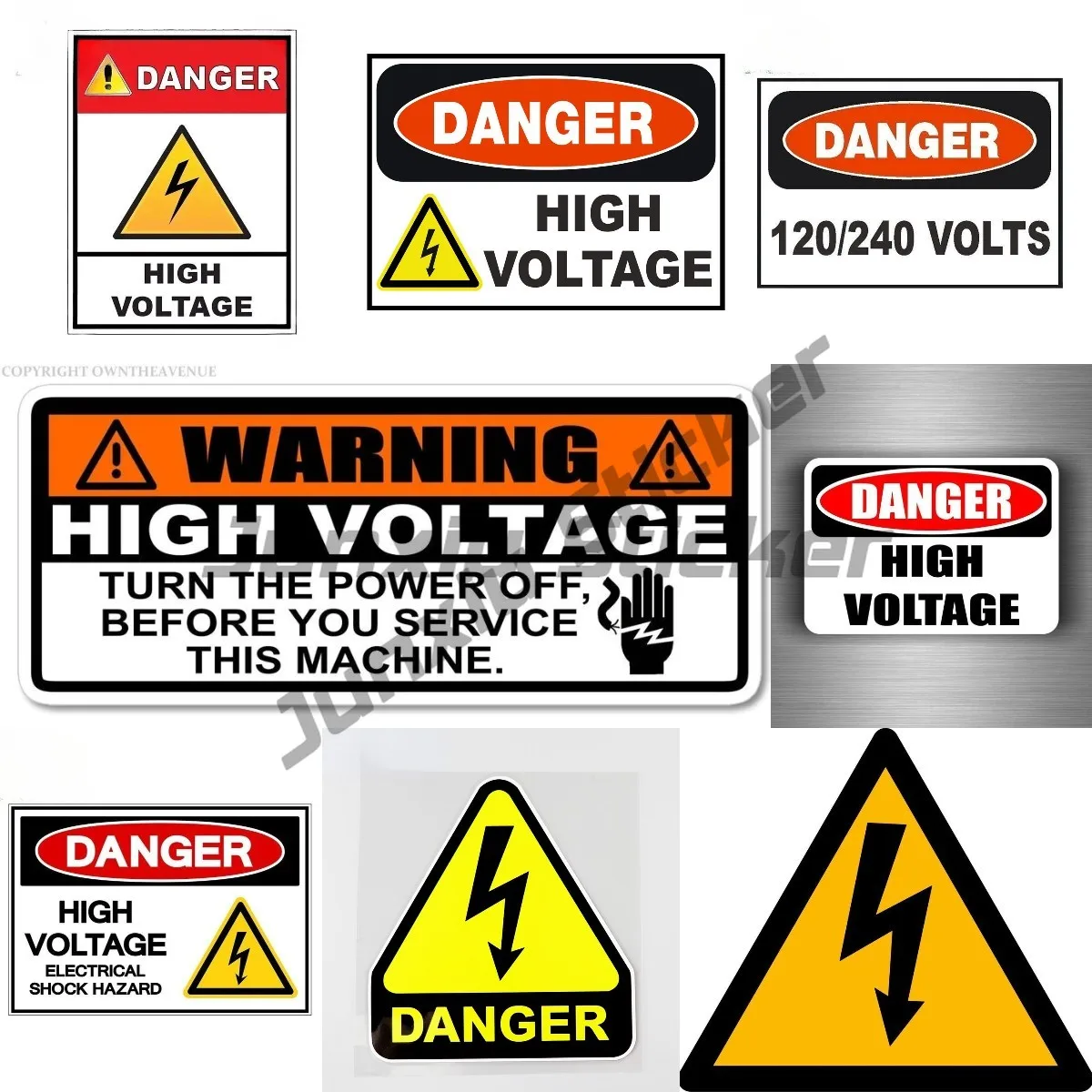 Warning Danger danger high voltage Hazard Be careful there is electricity Vinyl Sticker Car Truck Window Decal Electric Shock