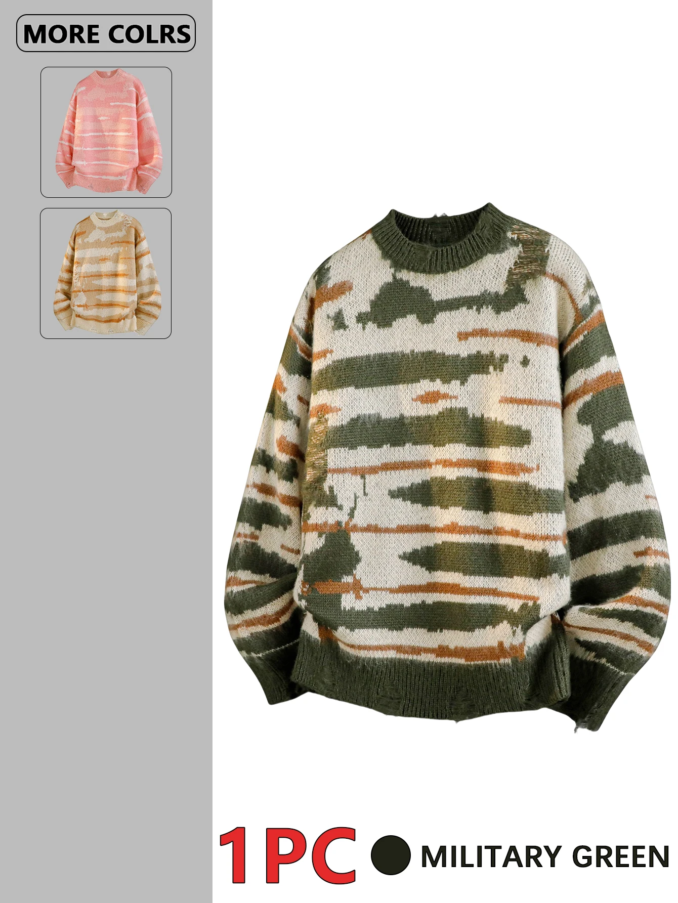 

Men's Regular Casual Ripped Distressed Style Knitwear, Men's Fashionable Knitwear, Suitable for Daily Home, Travel, Parties, Commuting, Outdoor Fashion and Versatile, Showing Temperament, Street Trend