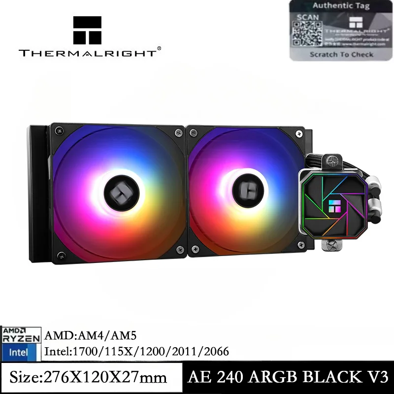 

Thermalright Aqua Elite 240 V3 BALCK Кулер для процессора с водяным охлаждением, двойной ШИМ-вентилятор ARGB, эффективный ШИМ-вентилятор для AMD AM4/AM5 Intel 115X/1851