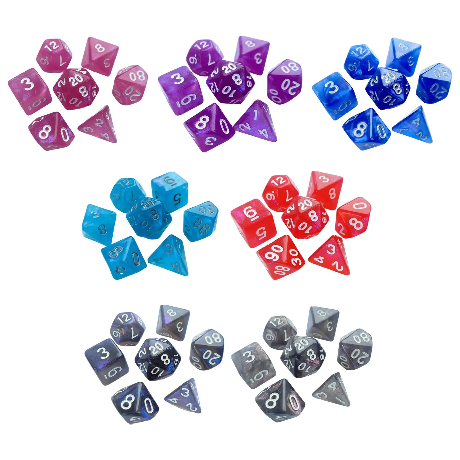 7x Polyhedral Dices Party Favors for Role Playing Game Table Game