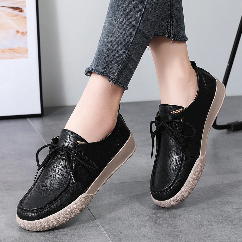 Design Shoes Ladies Loafers Fold Lazy Shoes Women Slip on Flats Genuine Leather Shoes Female Flats Fashion Zapatos Mujer