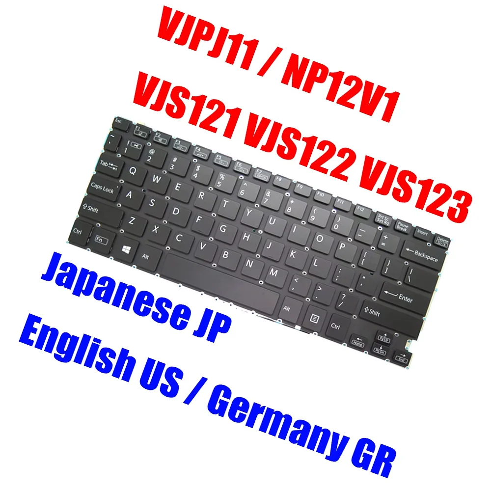 JP GR US For VAIO Pro PJ VJPJ11 SX12 VJS121 VJS122 VJS123 NP12V1 Japanese Germany English Laptop Keyboard Black With Backlit