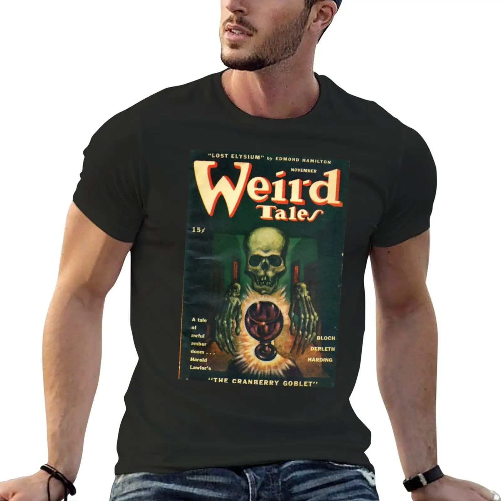 

New Weird Tales Vintage Pulp Magazine Cover with Skull T-Shirt plain t-shirt t-shirts man sweat shirts, men