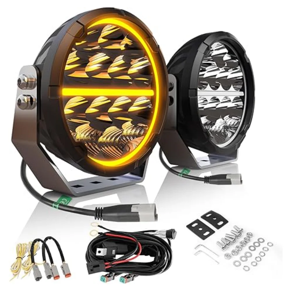 6.5 Inch Car Led Work Light Spotlight 12V 24V 140W Super Bright Position Light Amber+White For Auto Trucuk Off Road Waterproof