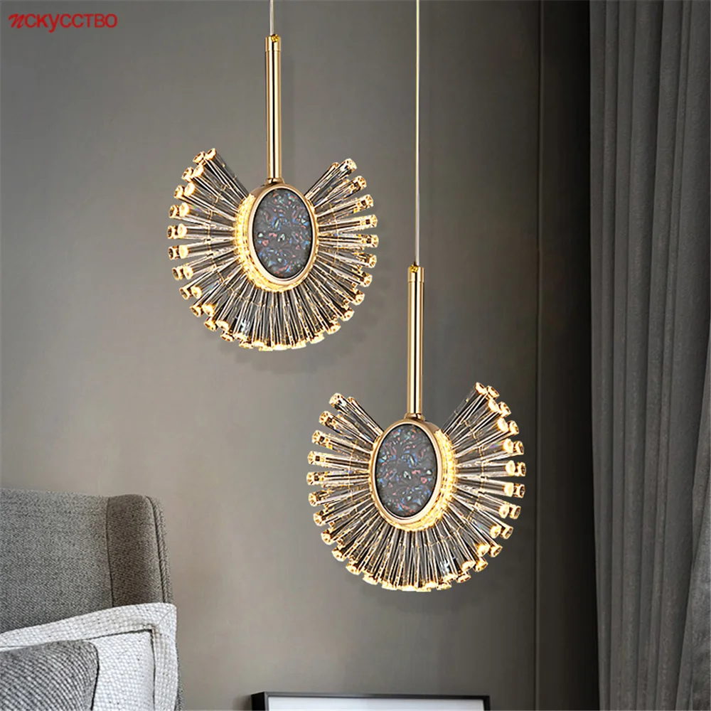 Nordic Luxury Acrylic Column Led Pendant Lights For Kitchen Dining Table Bedroom Bedside Home Decor Art Suspension Lamp Fixtures