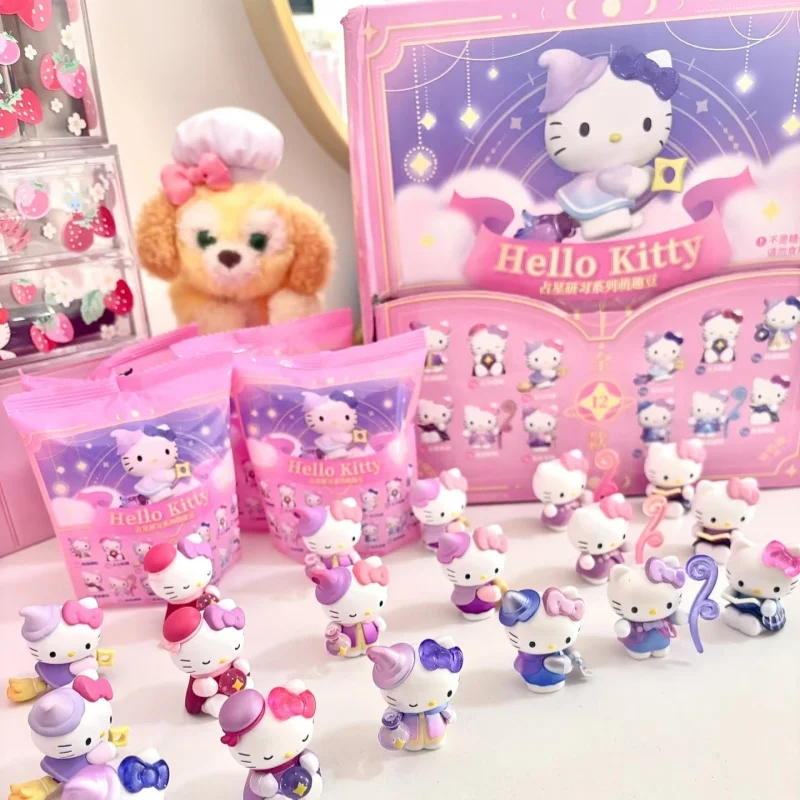 

Оригинальная серия Hello Kitty Astrology Study, милая сумка для слепых бобов, украшение для рабочего стола, сумка для слепых котенков и кошек, милые поп-бобы