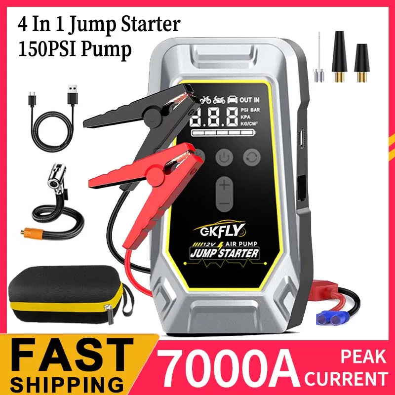 GKFLY Tragbarer 4000A/7000A Starthilfe-Booster 12V Powerbank Auto-Batterie Notstartgerät