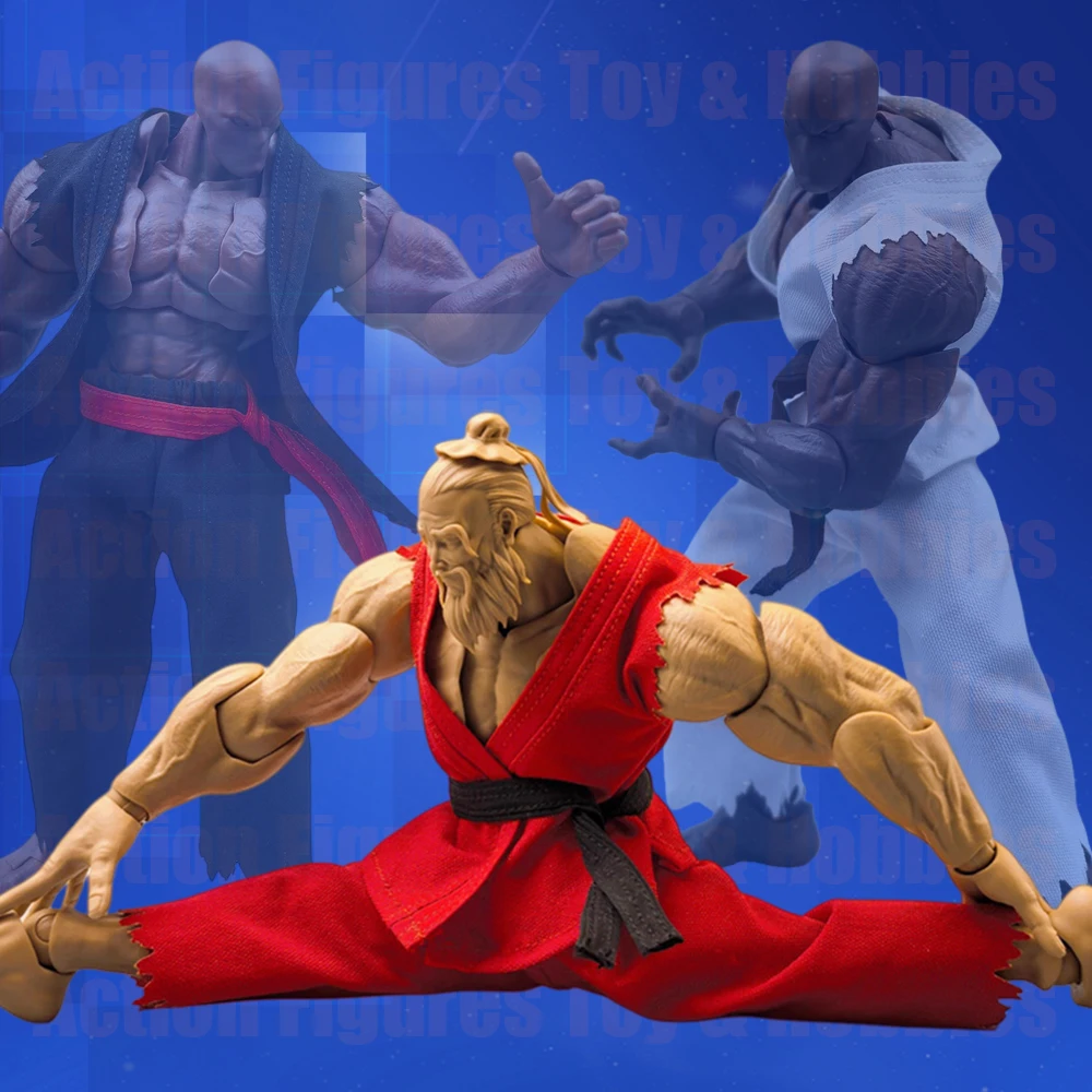 

【Только одежда】1/12 Street Fighter Game: тканевый жилет Ryu Ken, комплект брюк с поясом, тренировочный костюм для тхэквондо, дзюдо для экшн-фибры 6 дюймов