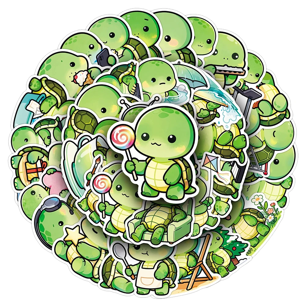 10/30/50 Stück Kawaii kleine Schildkröten-Aufkleber für Handy, Laptop, Koffer, Notizbuch, niedliche Cartoon-Graffiti-Aufkleber, Dekorationen