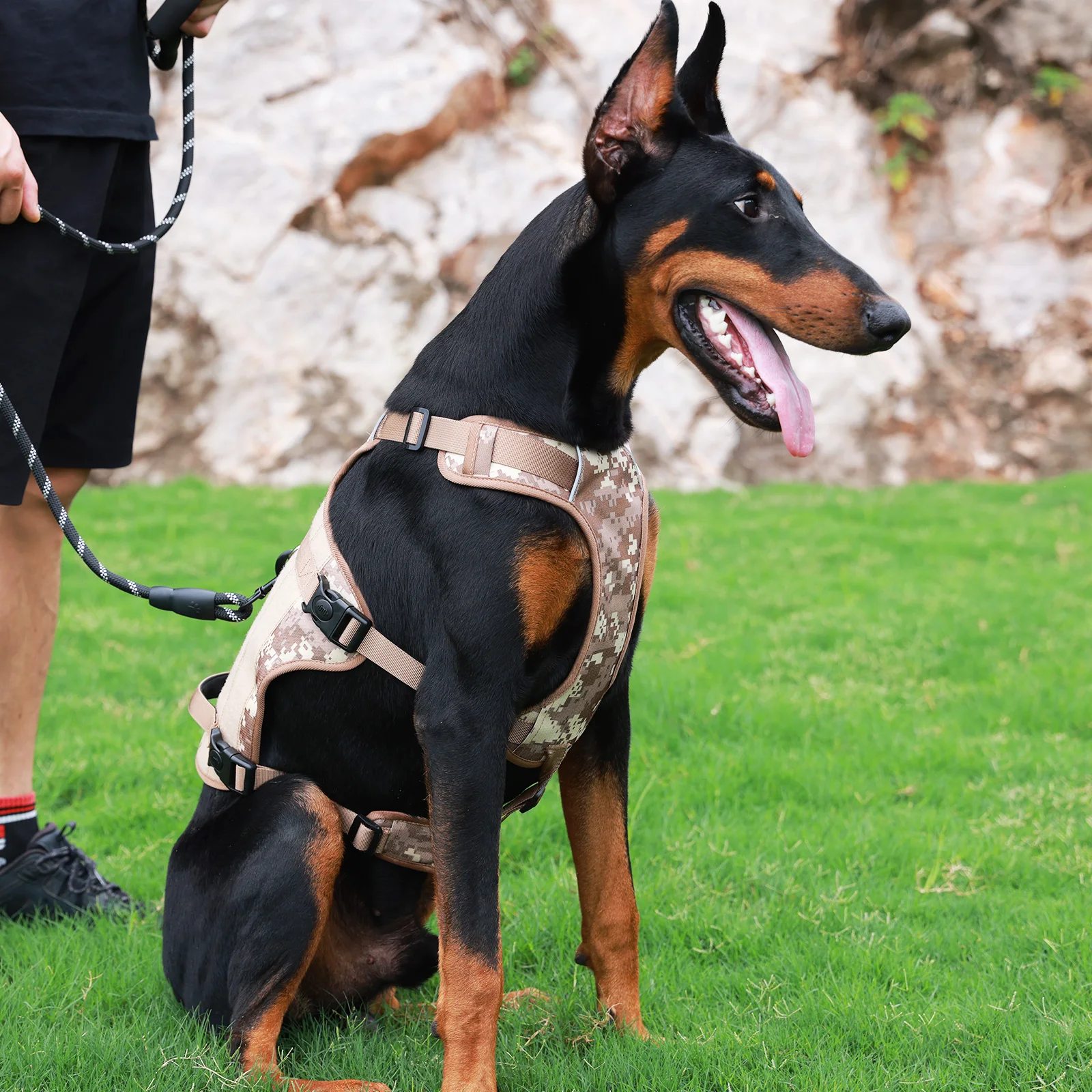 Pet Harness for Dog NO PULL Adjustable Harness Vest Reflective Breathable Tactical Dog Harness with Storage Bag Oxford Fabric