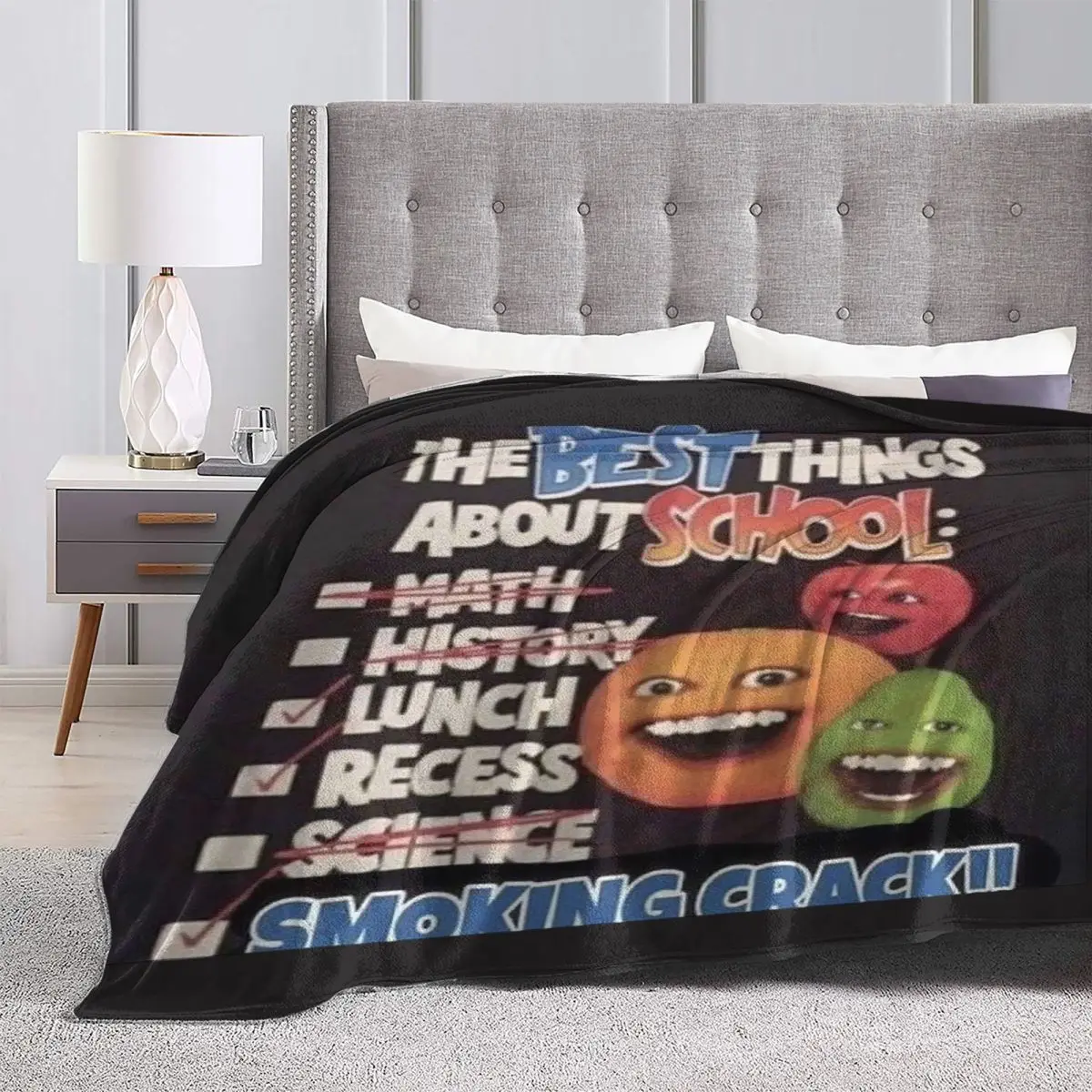 Annoying Orange Best Things About School Blanket Soft Flannel Throw Blanket Cover for Bed Living room Picnic Travel Home Couch - view 6