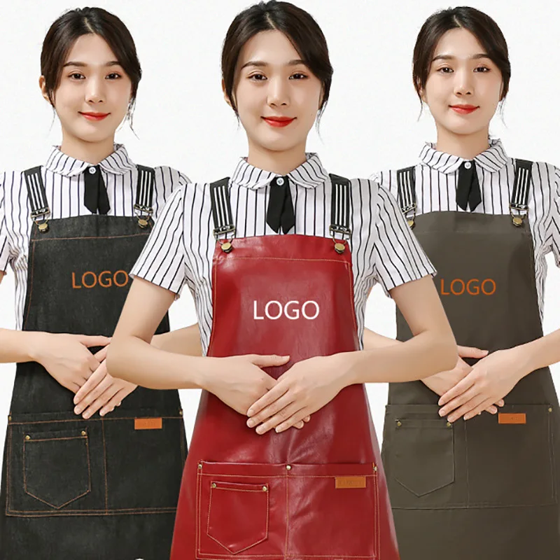 Professional Custom LOGO Men Women Kitchen Chef Baking Adult Restaurant Uniform  Beauty Nails Salon Waterproof Skin Apron