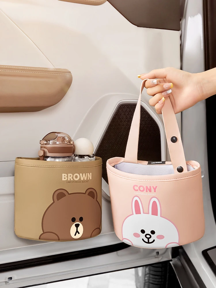 Organizador de asiento trasero de coche, organizador de asiento de coche de dibujos animados, accesorios de viaje de cuero PU multifunción de alta capacidad, diseño suspendido