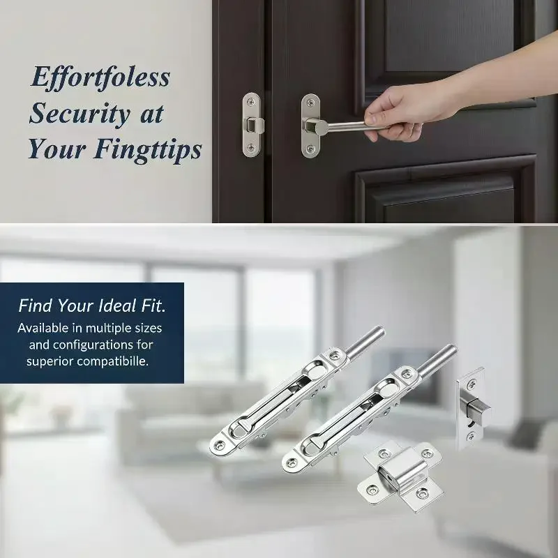 Anti-Theft Stainless Steel Flush Bolt for Security Doors, Durable Safety Lock in Multiple Sizes for Home & Gate Protection