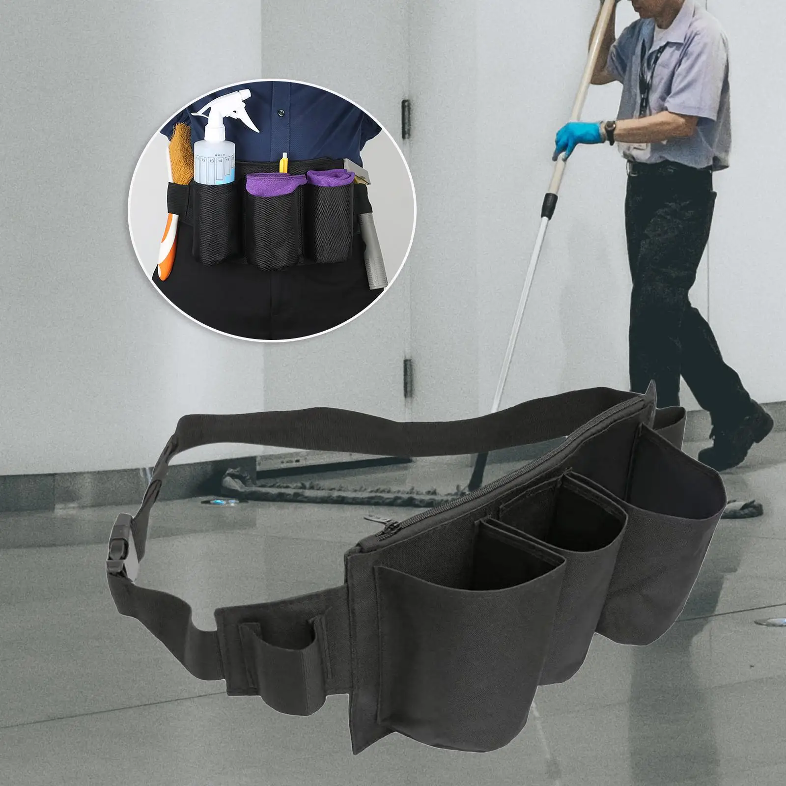 Oxford Cloth Tool Pouch Belt Adjustable Waist Organizer Bag for Household Cleaner and Window Tinting