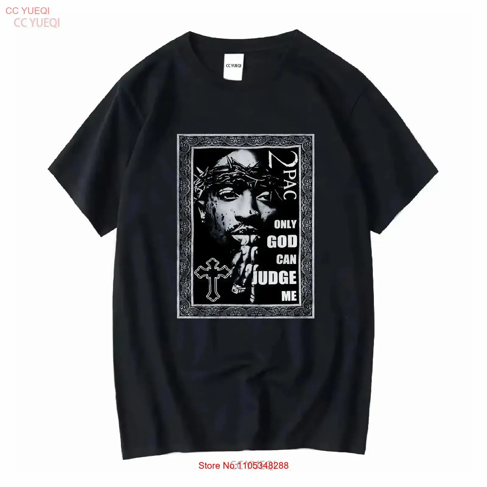 Camiseta Vintage VTG Original Shaka 90's 2pac Only God Can Judge Me Talla XL para Hombre, Ropa de Diseñador Lavada, Moda Vintage Elástica