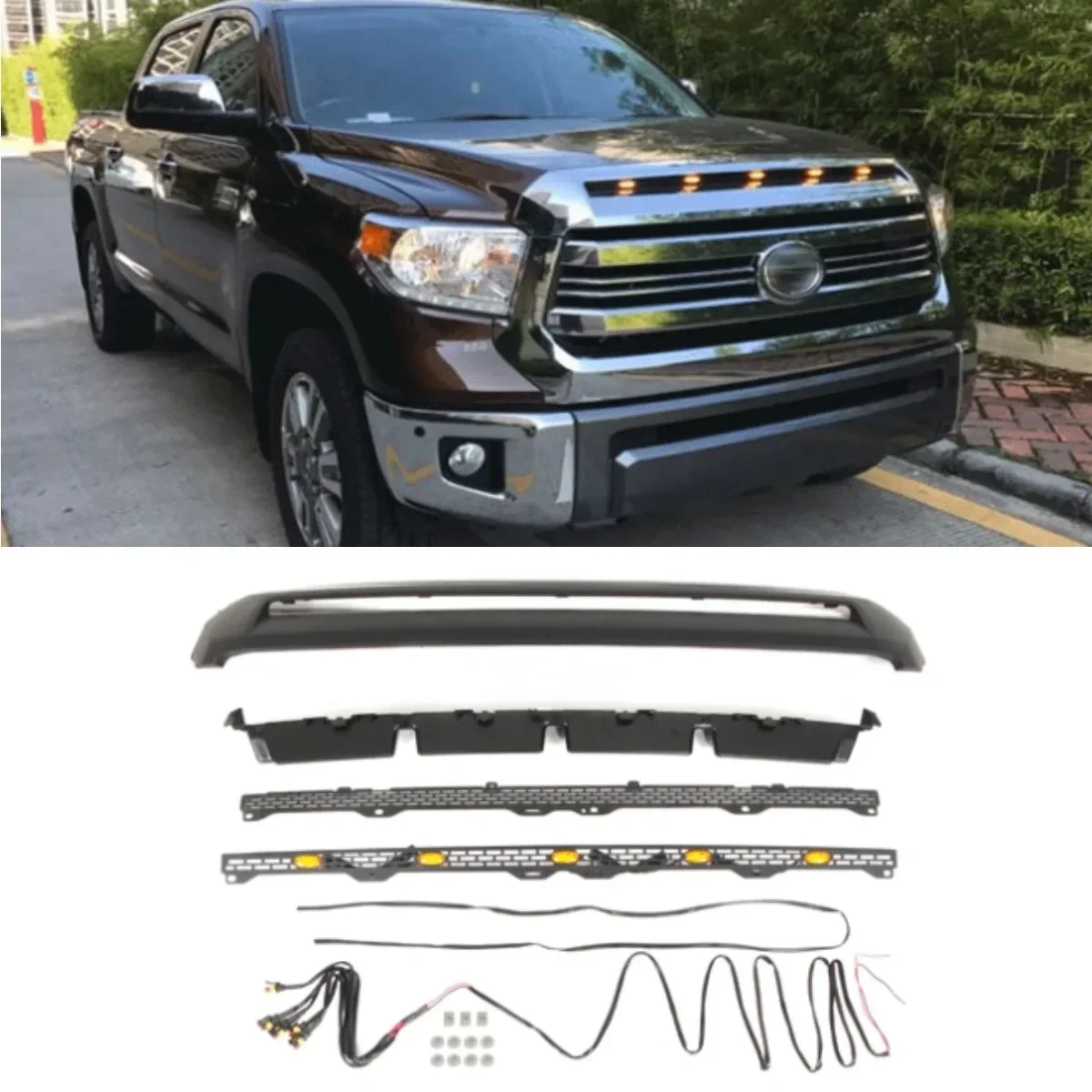 For TOYOTA Tundra Bumper Grill Car Front Bumper Racing Grille Grillg Exterior Part For TOYOTA Tundra 2014-2019 Car Accessories