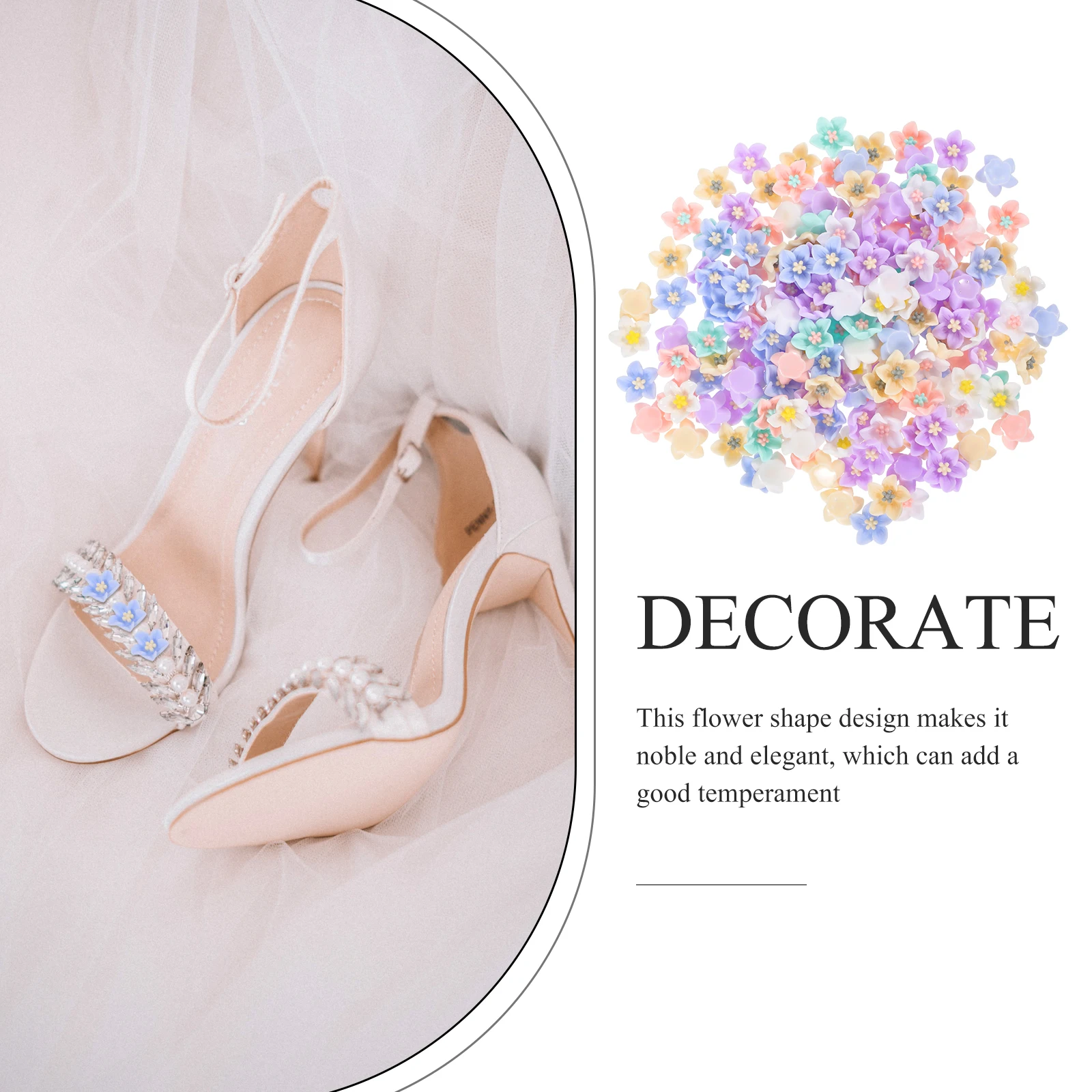 

200Pcs Resin Flower Charms Wear Resistant DIY Craft Decorations Phone Shell Ornaments Clothing Decor DIY Handicraft