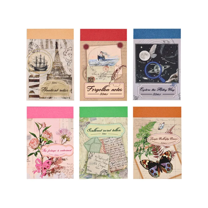 50 pçs/lote Memo Pads Material Papel Eternidade do Espírito Antigo Junk Journal Scrapbooking Retro Fundo Decoração Papel