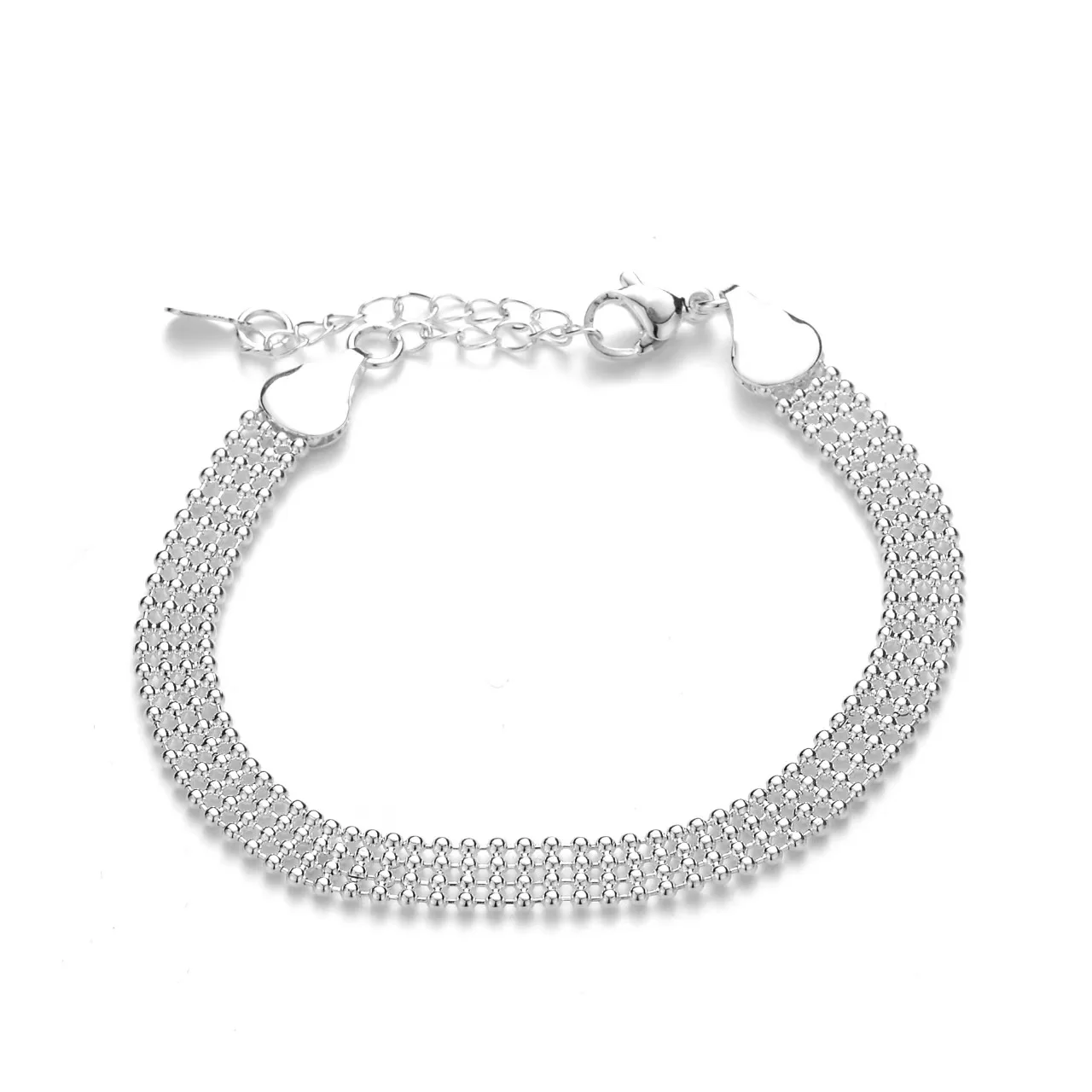 

Милые браслеты из стерлингового серебра 925 пробы, цепочка с бусинами для женщин и мужчин, свадебные женские благородные красивые ювелирные изделия, модная красивая цепочка 20 см, 8 дюймов