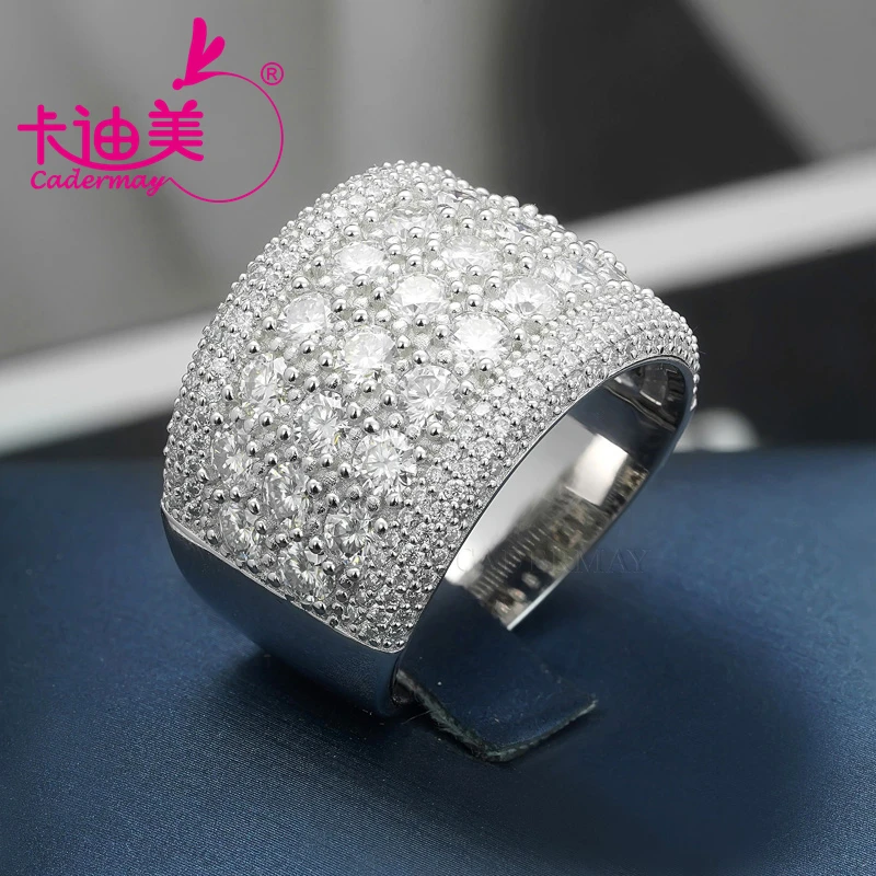 

CADERMAY Fashion Jewelry Cuban Ring S925 Sterling Silver D VVS1 Moissanite Rings For Men Women