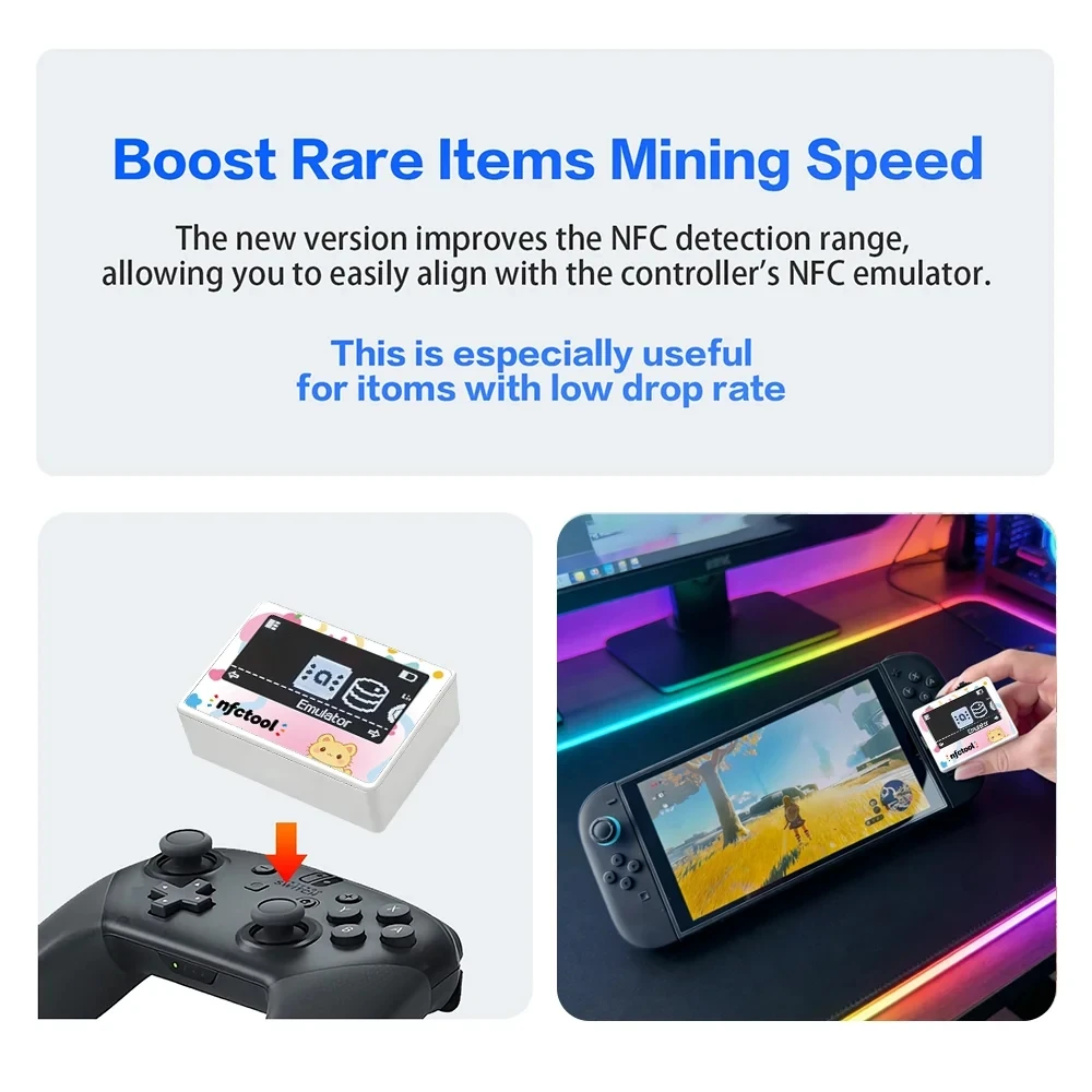 Emulador NFC Fofo para Amiibo, Emulador Recarregável para Switch 3DS, Emulador para Kingdom Tears, Acessórios para Switch2