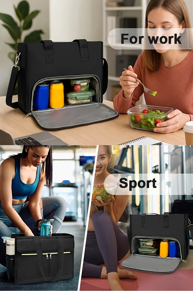 Oxford-Lunch-Tasche für Damen, Laptopfach, große isolierte Tragetasche mit Seitentaschen für Krankenschwestern, Lehrer, Outdoor-Aktivitäten – Detail 2