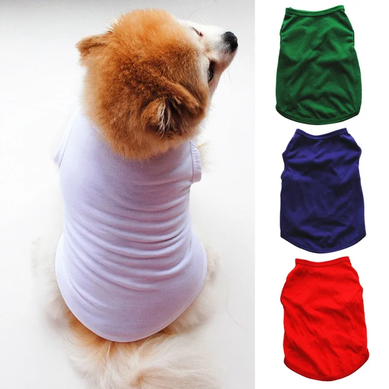 Dog Blank Shirt Dog T-Shirts Basic Pet Vest Clothes Soft Breathable Pet Sleeveless Costumes Apparel for Small Medium Dogs Cats