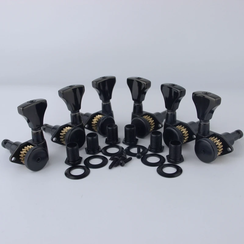 1 Set Grip-Lock Locking Guitar Tuning Machines 3+3 Black/Gold