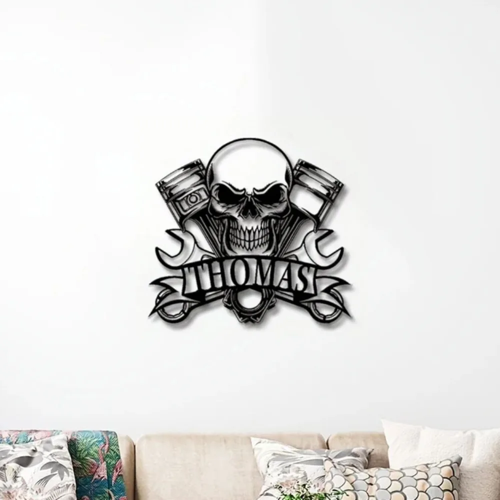 

Explore How the Skull and Mechanic Tool Design on the Metal Sign Elevates the Aesthetic Appeal of Workshop Spaces