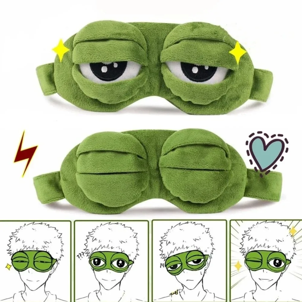 Lovely Cartoon Frog Sleep Eye Mask Skin-friendly Green Big Eyes Sleep Mask Breathable Shading 3D Eye Mask Dream Night