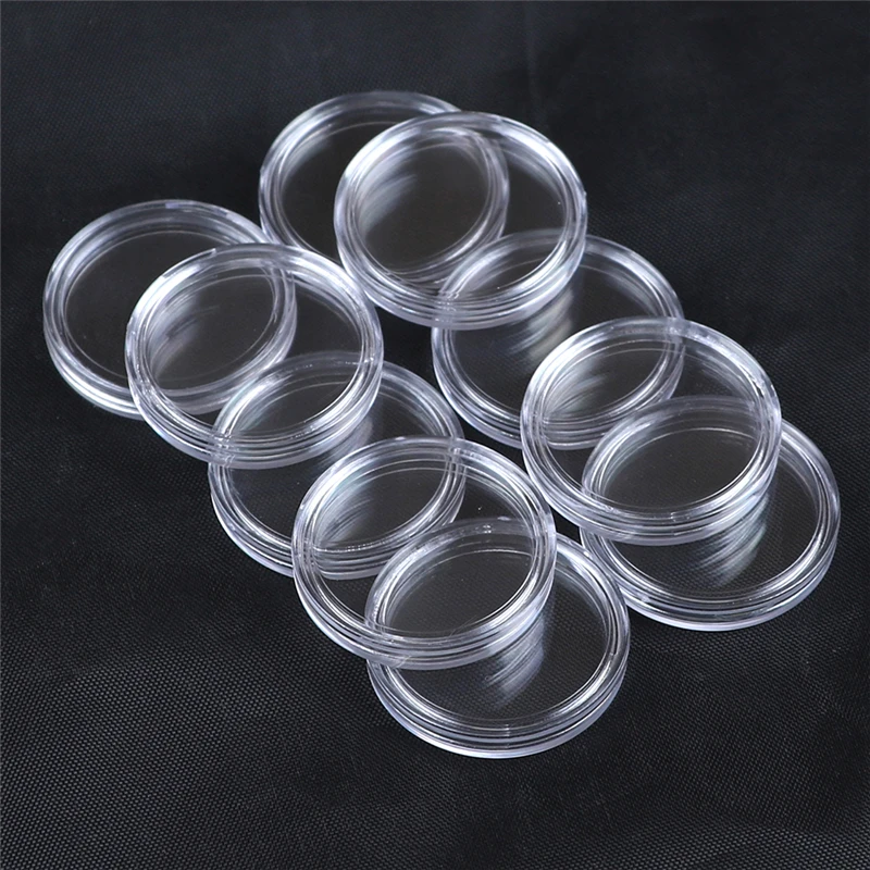 Dia 25mm 32mm 35mm 10PCS/lot Transparent Small Round Coin Holder Box For Coin Collection Plastic Clear Coin Capsules Box