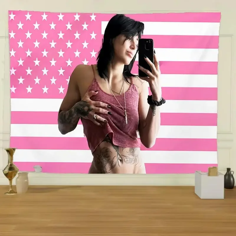 R-Rhea R-Ripley Pink American Flag Decoration Garage Flags for Bedrooms Outdoor Decor Flaga Barber Shop Decorative Home Objects