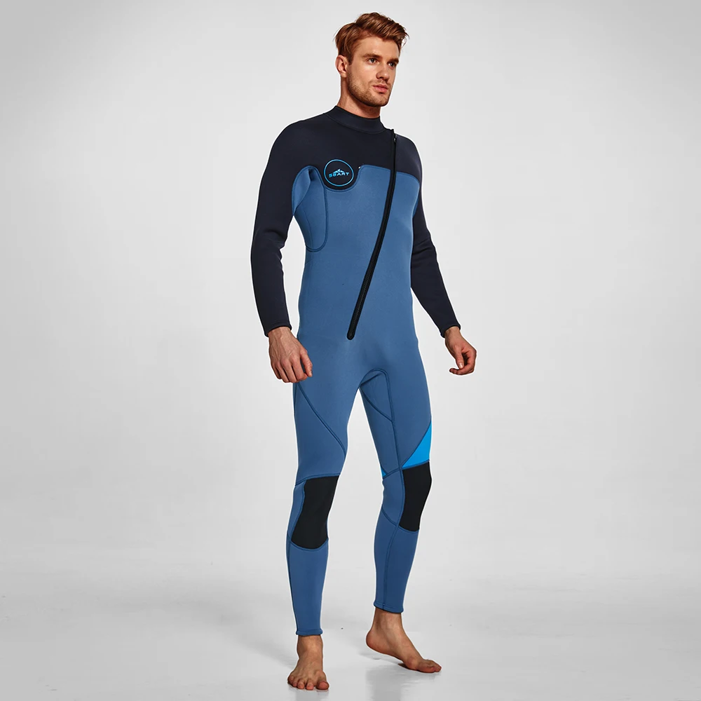 Wetsuit Men 3mm Neoprene Full Body Diving Suits Front Chest Zip Long Sleeve Wetsuit for Scuba Diving Snorkeling Surfing Swimming